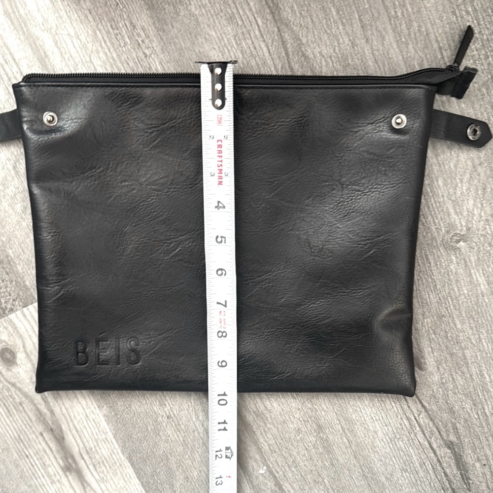 BEIS Vegan Leather Black Structured Work Tote w/Handles & Crossbody Strap - Picture 11 of 16